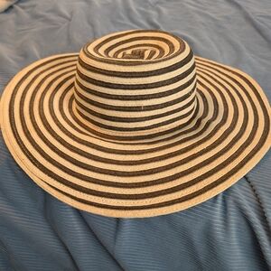 Lane Bryant Striped Black and Cream Wide Brim Hat